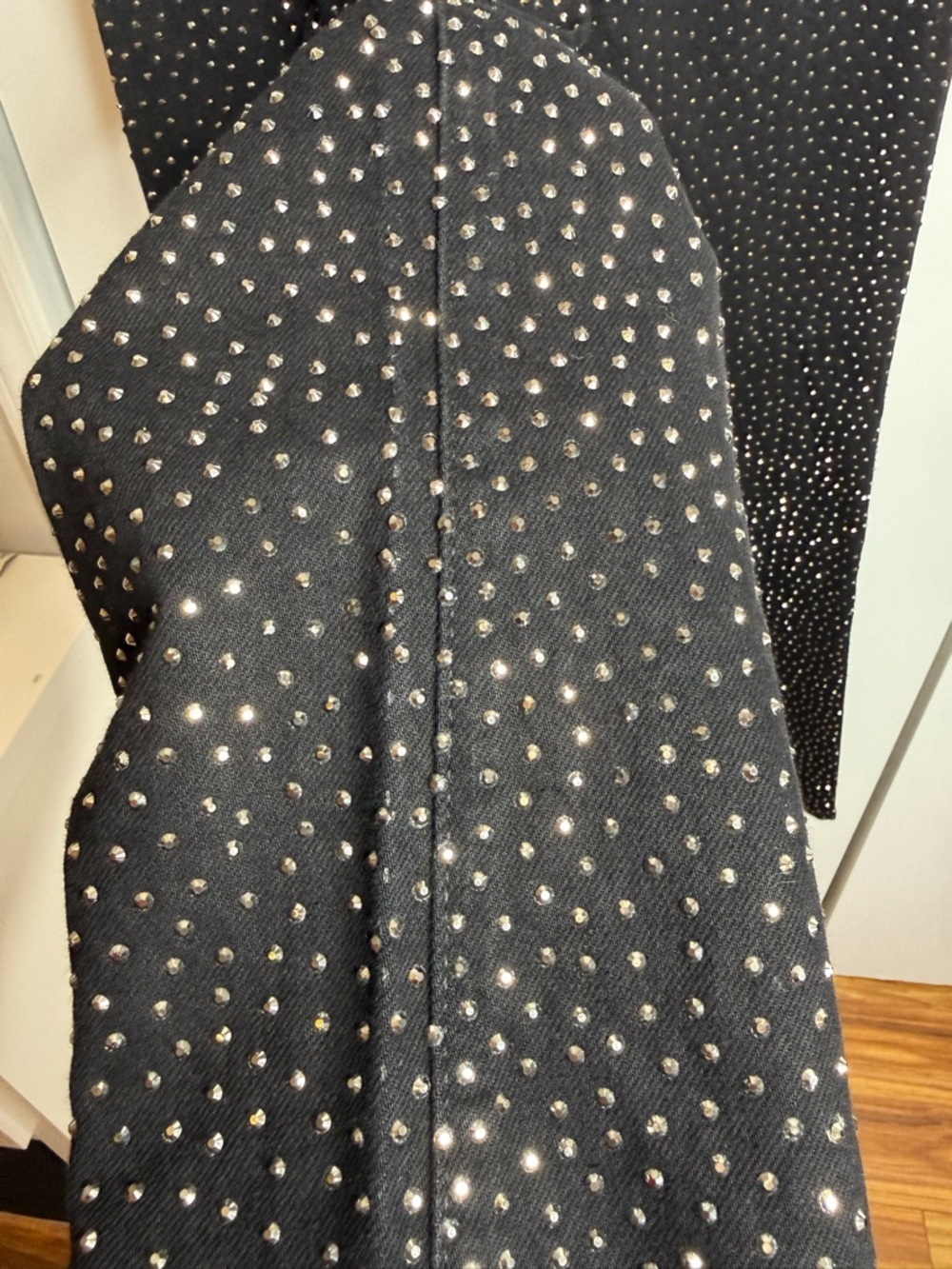 Good American Good Ease Embellished Baggy Jeans Sparkle Wide Leg Black 2/26 NWT - Picture 12 of 13